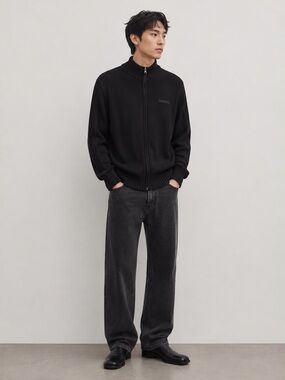 Mexx Black Full-Zip Ribbed Knit Sweater - Size XL
